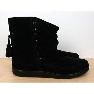 New Hotter Pixie Black Suede Leather Side Zip Up Boots Size 8